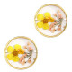 Connector with dried flowers 20mm - Gold-light pink yellow